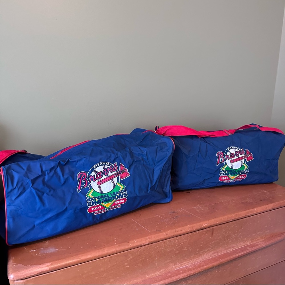 Vintage Atlanta Braves 91 92 Championship Baseball Soft Sided Duffle Gym Bag MLB